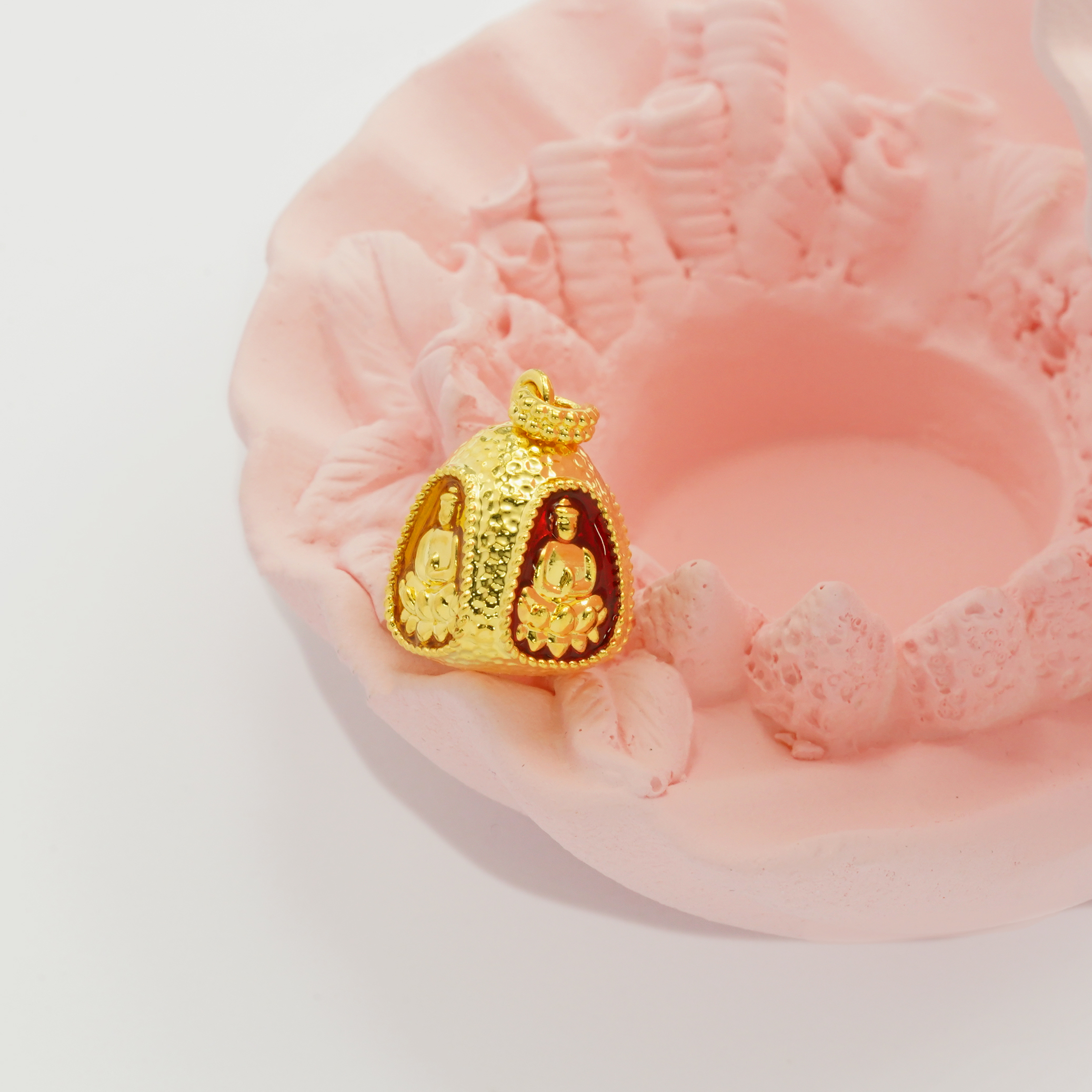 18k金珐琅四面佛项链手链吊坠女