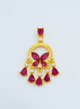 18k金铺梦网吊坠（红）【QL07312-1】