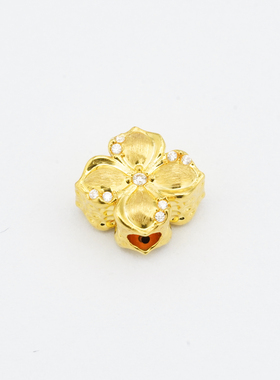 正品18k金莫桑拉丝四叶花项链手链吊坠配件轻奢小众【QL07005】