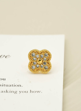 【严选】18k满钻四叶草耳钉轻奢小众高颜值(单只)  不脱模S01110