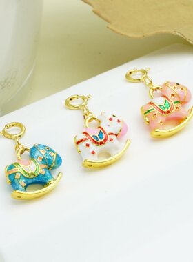 18k金珐琅木马小滴溜 （三色合集）【QL06950】