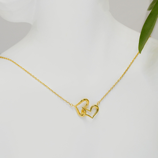 18k金心心相印套链项链女轻奢高级感送老婆礼物不脱模 WT0604