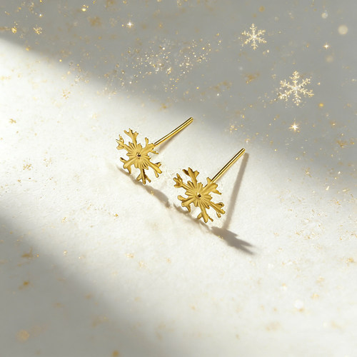 通体18k金梦幻雪花耳钉【QL07507】