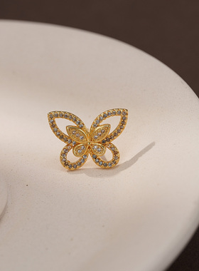 【店铺专属】18k满钻蝴蝶耳钉女轻奢耳饰(单只) 不脱模【S01108】