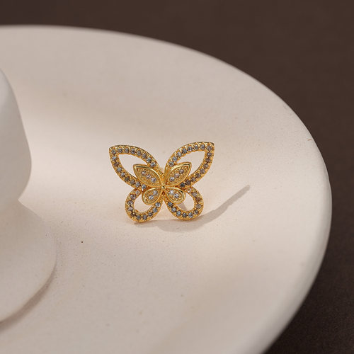 【店铺专属】18k满钻蝴蝶耳钉女轻奢耳饰(单只) 不脱模【S01108】