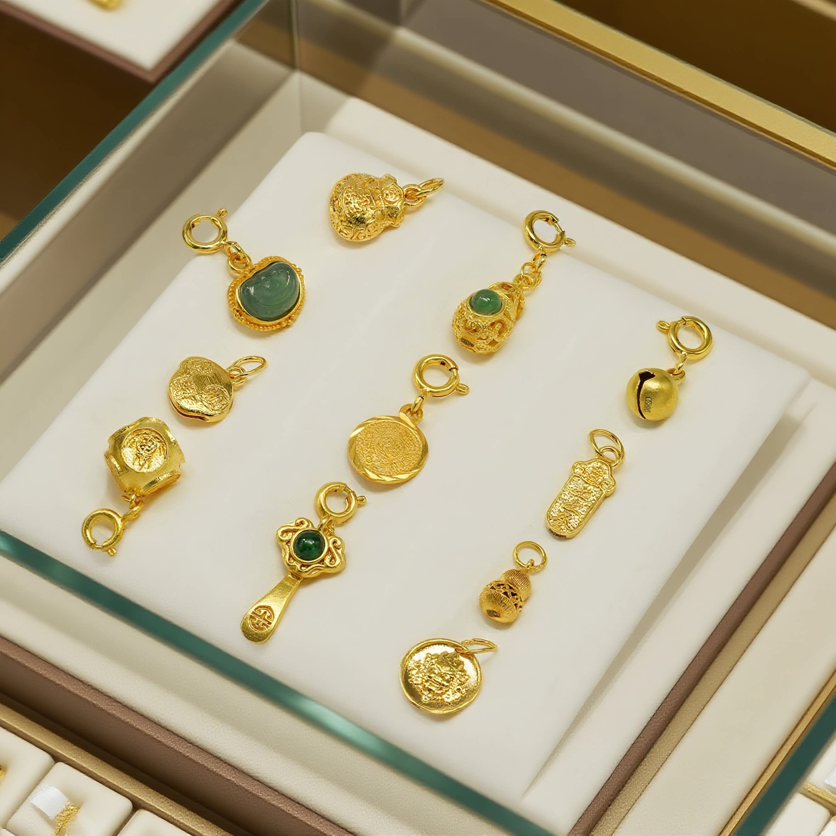 特价正品18k金小提溜隔珠小金珠女款时尚百搭DIY项链手链配件合集