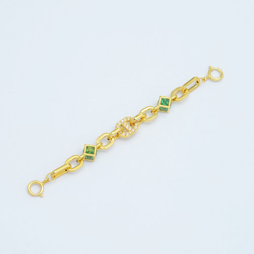 18k金点钻环环相扣猪鼻延长链【QL07331-1】