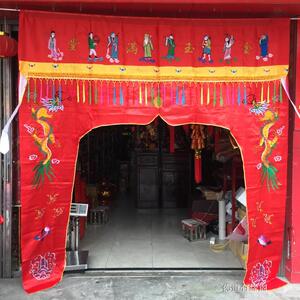 佛门帘龙帐龙门佛帐佛用品门帘佛帘佛八仙金玉满堂绣品帷幔2米5红