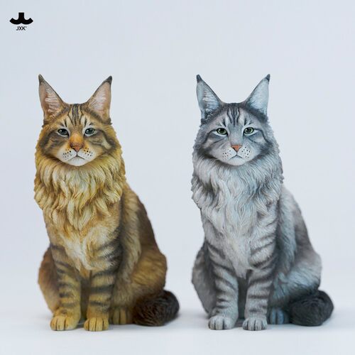 【限时15天75折预售】JXK端坐缅因猫模型 仿真萌宠动物手办摆件