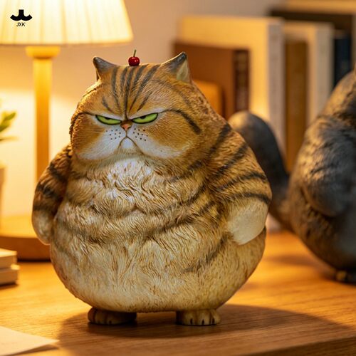 【限时15天75折预售】JXK虎猫模型 胖猫咪虎皮萌宠动物手办桌摆件