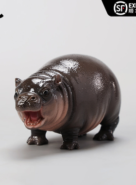 现货 JXK河马幼崽宝宝moodeng猪肉丸子弹跳猪仿真动物GK手办模型