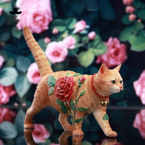 JXK猫の花语-玫瑰猫咪模型