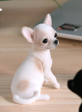 JXK仿真迷你吉娃娃小狗公仔玩偶 植绒动物模型柯基/金毛/巴哥摆件