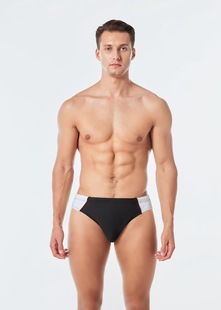 新款男士拼色内系绳三角泳裤低腰大囊袋提臀时尚运动海边沙滩裤