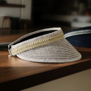 Belles Modes日本进口亚麻编织防晒空顶帽户外遮阳草帽宽檐新款
