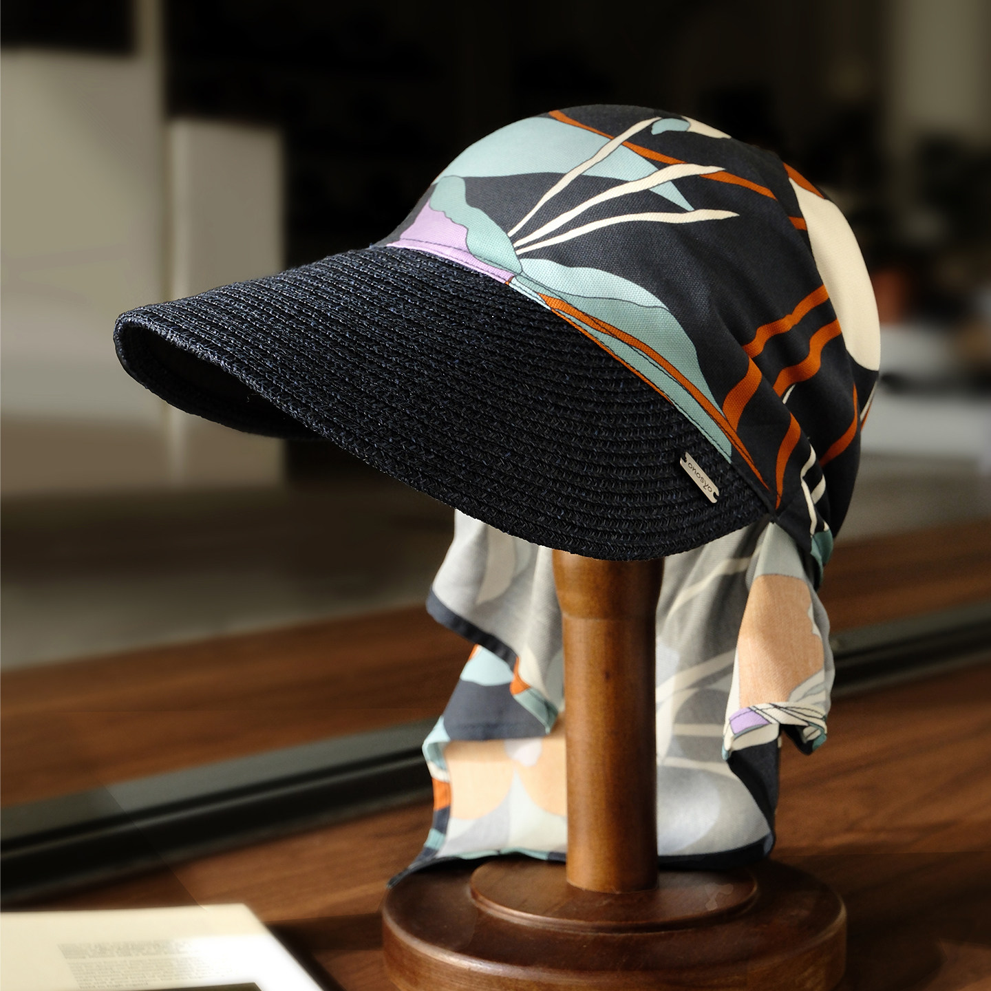 小野商 轻薄天丝丝巾鸭舌帽头巾帽防晒帽大帽檐遮阳帽空顶帽新款