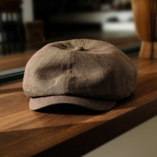 小野商 鸭舌帽男女通用 复古老钱风汉麻八角帽英伦风报童帽春夏季