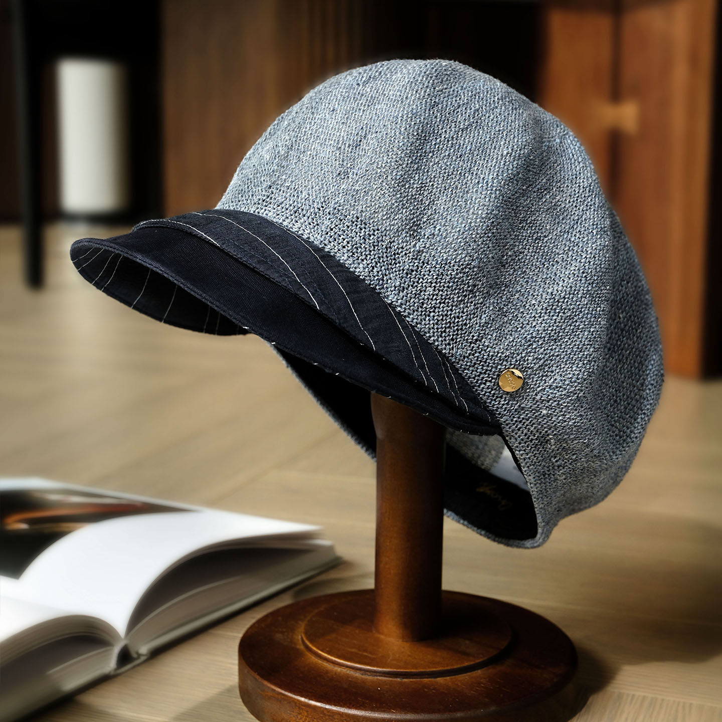 小野商 原创日本原生麻双檐报童帽春夏轻薄透气鸭舌帽男女遮阳帽