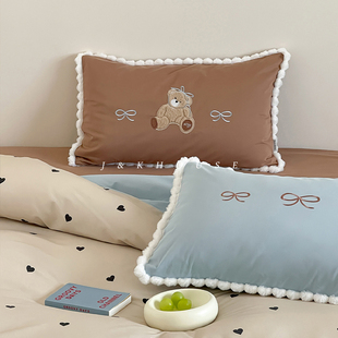 Lovely 可爱卡通磨毛纯棉四件套ins韩风秋冬全棉床笠刺绣床上用品