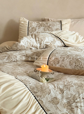 Tender| 法式复古雕花牛奶绒四件套床笠秋冬保暖少女被套床上用品