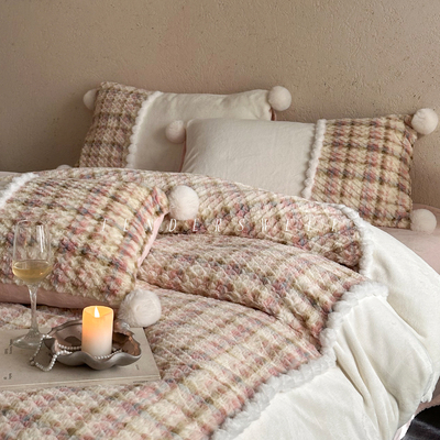 法式少女冬季牛奶绒四件套