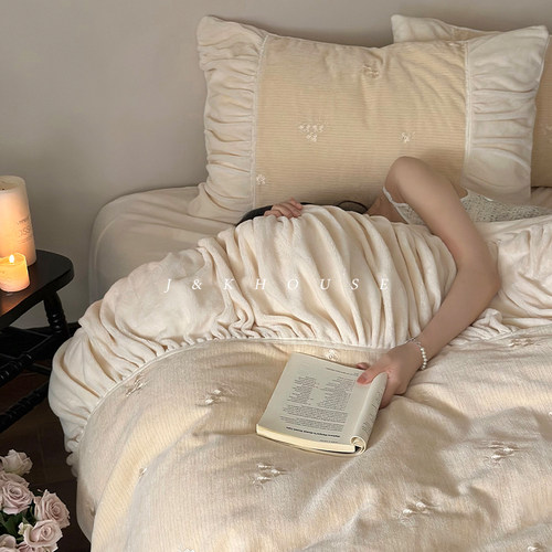 法式秋冬加厚牛奶绒四件套