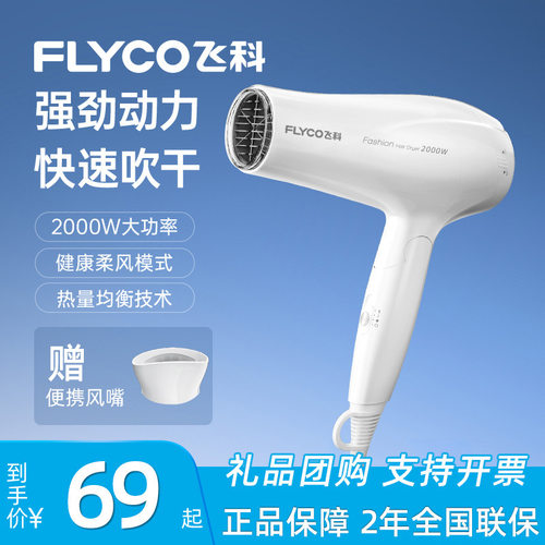 飞科电吹风恒温护发家用大功率2000W可折叠发廊宿舍吹风筒FH6232