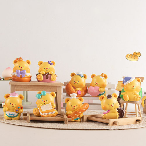 黄油小熊卡通萌粒摆件盲盒桌面潮玩可爱卡通创意公仔闺蜜礼物萌瑶