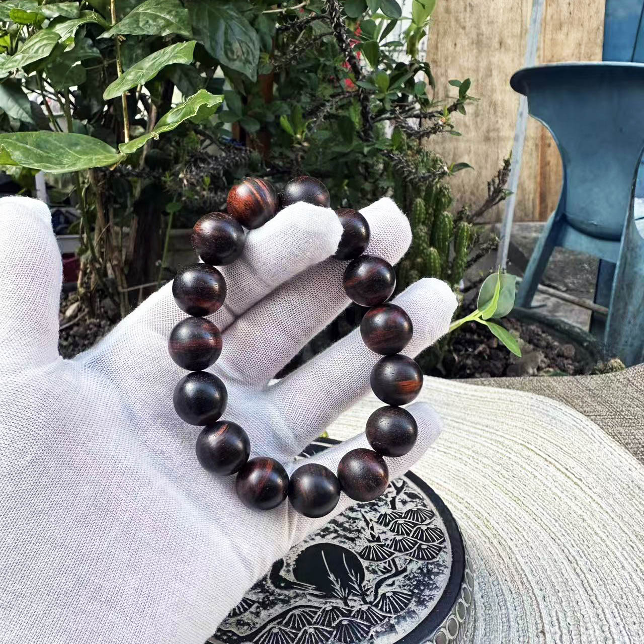 同料大红酸枝1.5×15颗手串手链交趾黄檀红木佛珠手链工艺品实拍