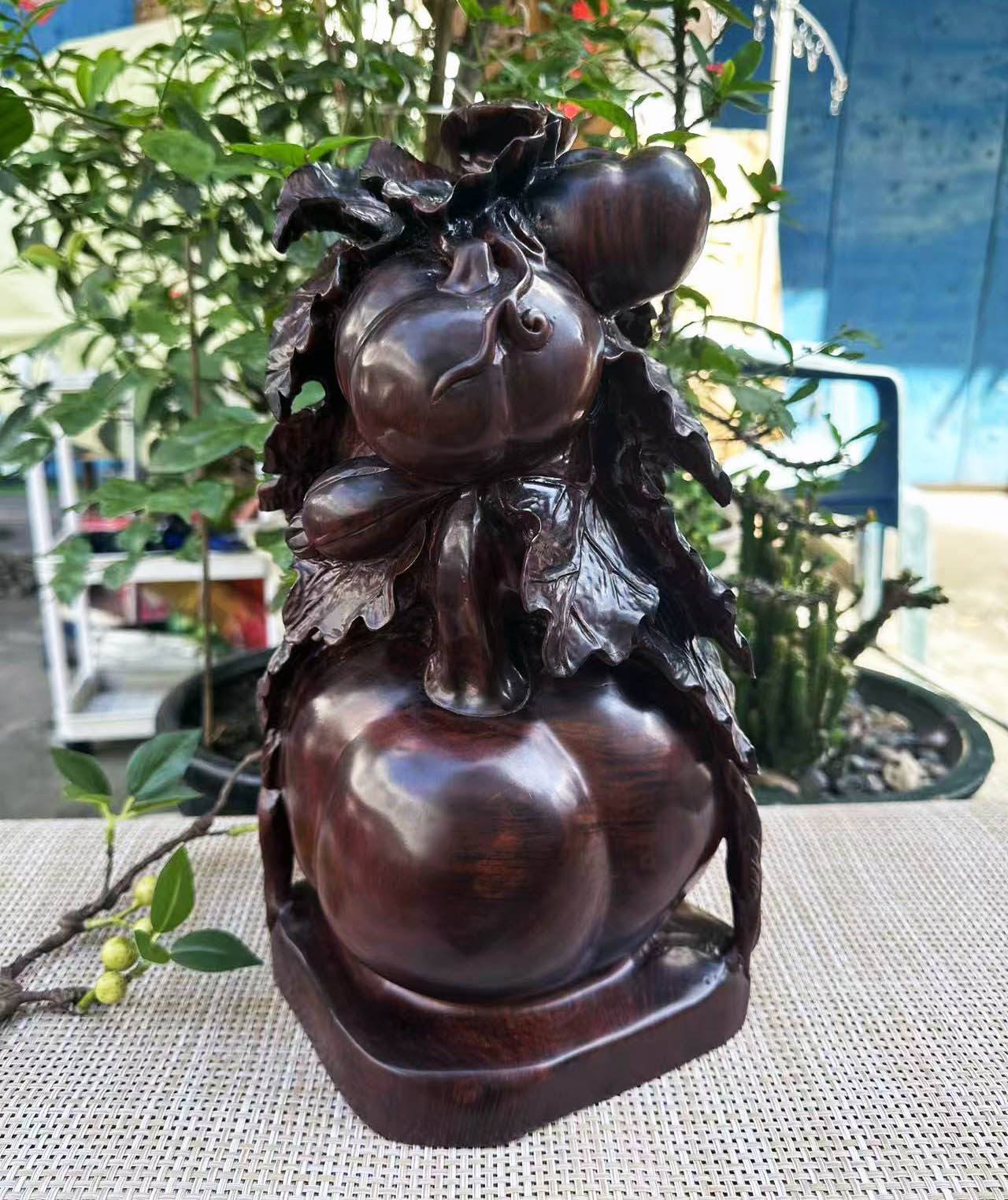 大红酸枝整木雕南瓜摆件交趾黄檀红木多子多福运连连工艺品饰礼品