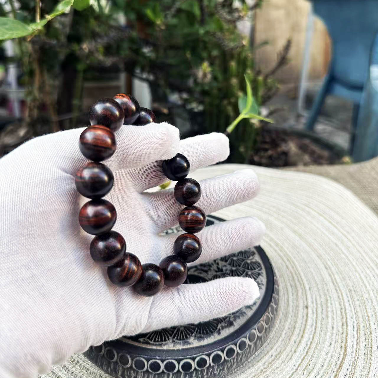 同料大红酸枝1.5×15颗手串手链交趾黄檀红木佛珠手链工艺品实拍