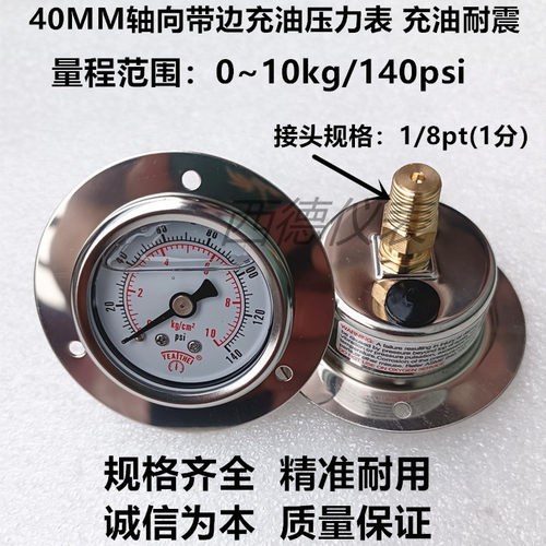 0~10kg背式带边充油压力表