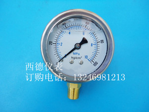 。60MM径向0~10MPA/100KG充油压力表，YN60耐震压力表