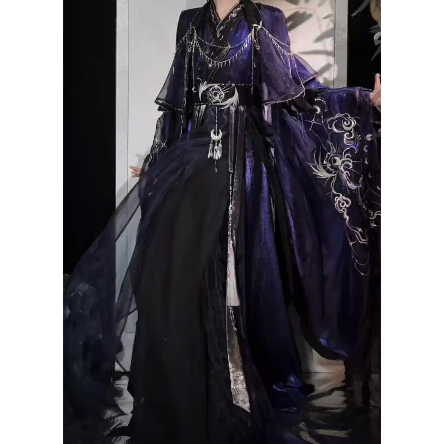 紫色汉服古风男女同款重工刺绣