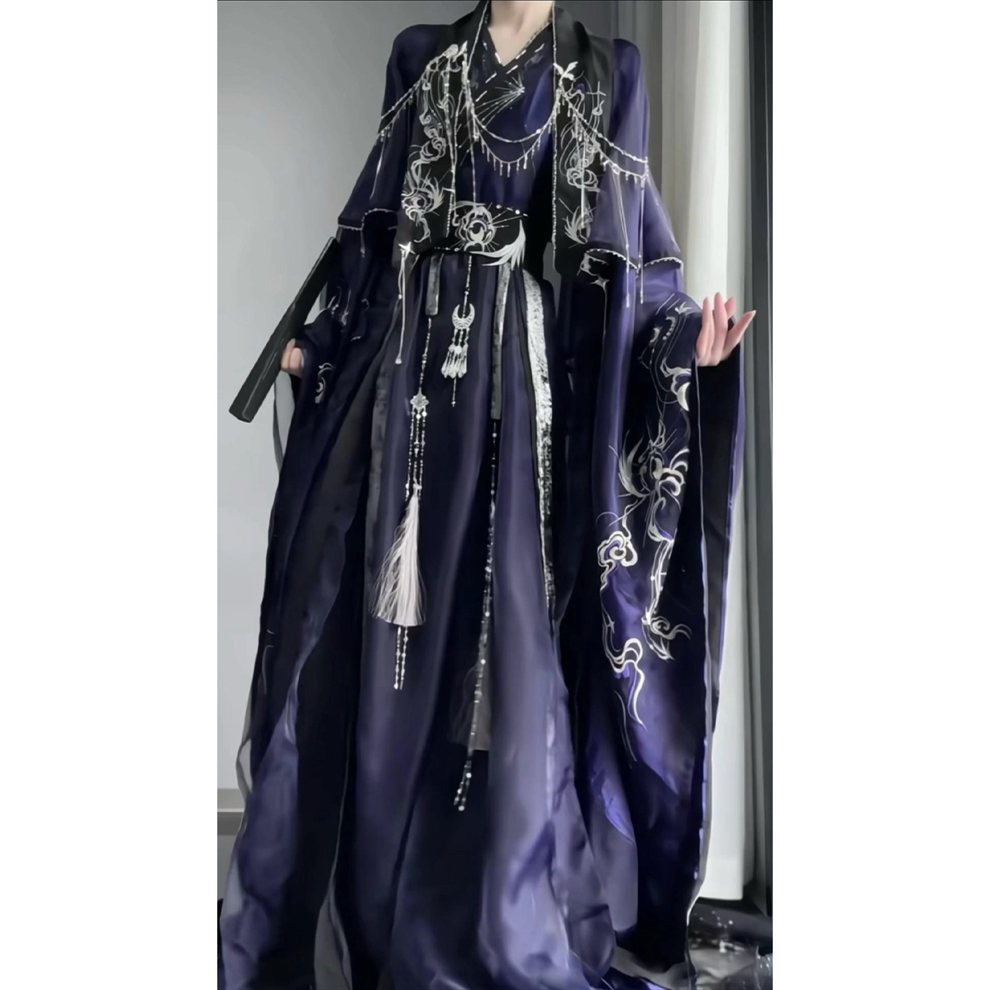 紫色汉服古风男女同款重工刺绣