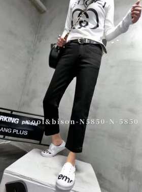 包邮Cool&Bison正品2019年春季新款N5850黑色直筒女显瘦牛仔裤