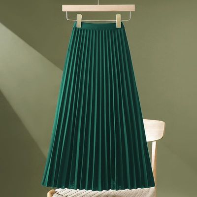 复古港风气质高腰垂感A字百褶裙女春夏季新款百搭显瘦遮肉半身裙