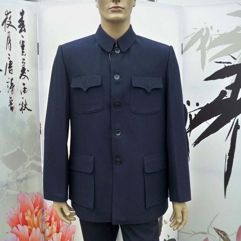 特价春秋款中老年男装春秋装父亲装毛呢爷爷五四中山装民族服饰