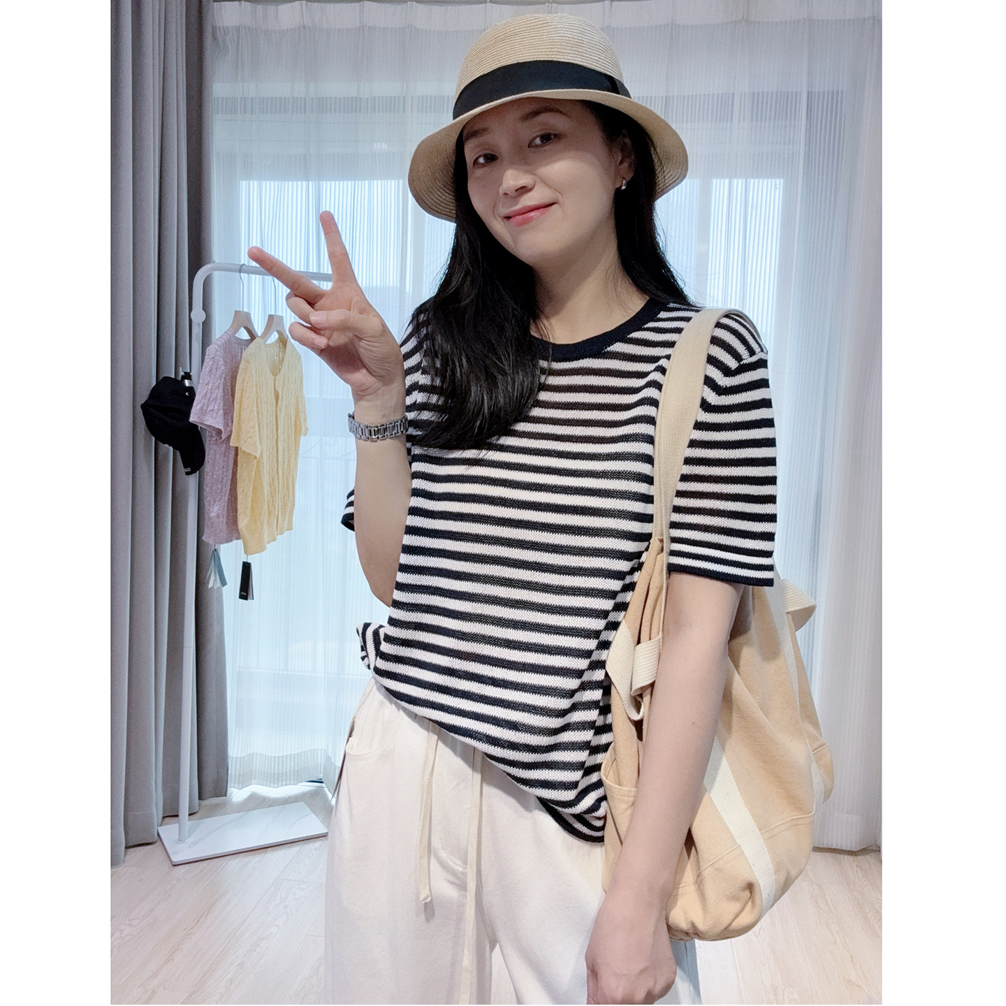 不挑人穿的经典百搭条纹款  圆领短袖套头针织衫女夏新款
