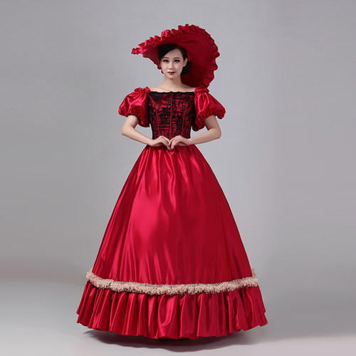 欧洲中世纪宫廷裙复古风维多利亚时期舞台装公主礼服话剧影楼写真