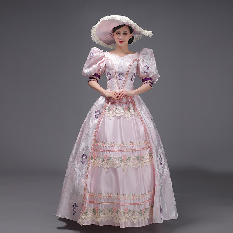 新款欧式宫廷裙英国中世纪皇室复古礼服公主风走秀话剧影楼写真