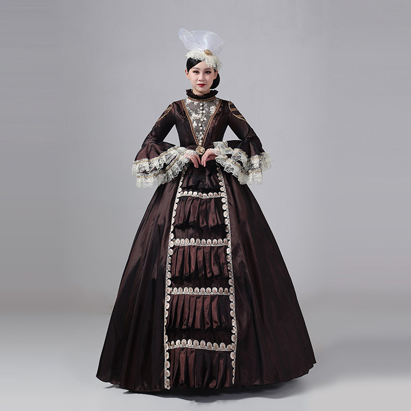 欧式宫廷裙法式中世纪贵族长裙复古公主礼服舞台走秀话剧影楼写真