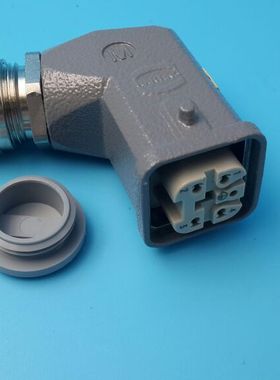 哈亭HARTING连接器，4芯母插头HAN4A-F-QL09200042733带壳和线头