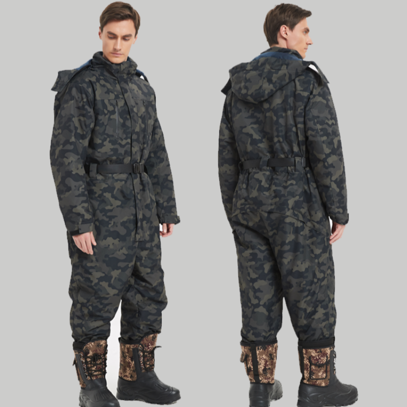冬季钓鱼服防水锚鱼服冰钓棉服冷库风电工作服海钓连体防寒羽绒服