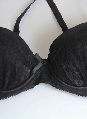 包邮出口日本黑色蕾丝薄款有钢圈性感青年文胸胸罩内衣70B75C75D