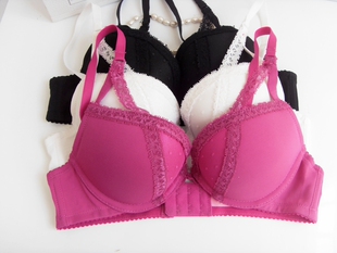 低心位有钢圈纯色蕾丝聚拢文胸70A70B70C75A75B75C 包邮