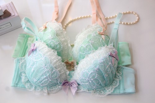 日系全蕾丝刺绣薄款文胸内衣