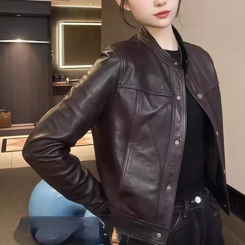 皮衣外套韩版短款翻领修身皮夹克