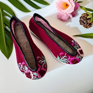 绣花布鞋汉服鞋纯手工民族风女鞋妈妈千层底国风原创老绣鞋单36码