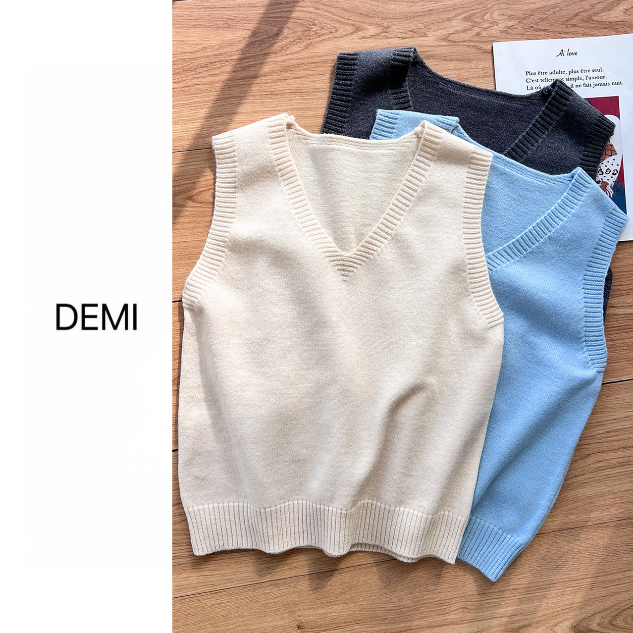 MISS RUILI 定制 秋冬简约纯色V领套头针织马甲叠穿背心F1568,女装/女士精品,马夹,淘宝优惠券,粉丝福利购,淘宝优惠卷